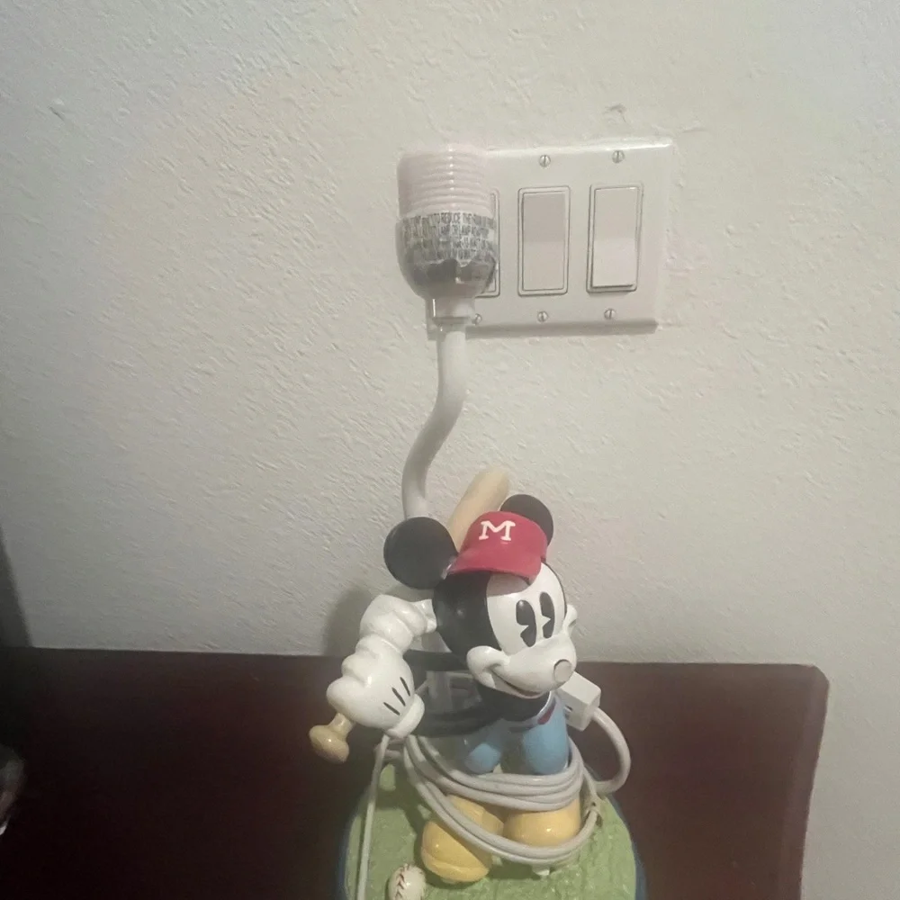 Mickey Mouse Baseball Lamp Kids Room Decor- Works No Shade